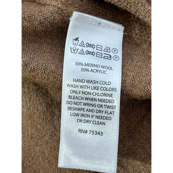 Tahari Merino Wool Blend Cardigan Womens Medium Mocha Brown Open Knit Sweater - Picture 8 of 9